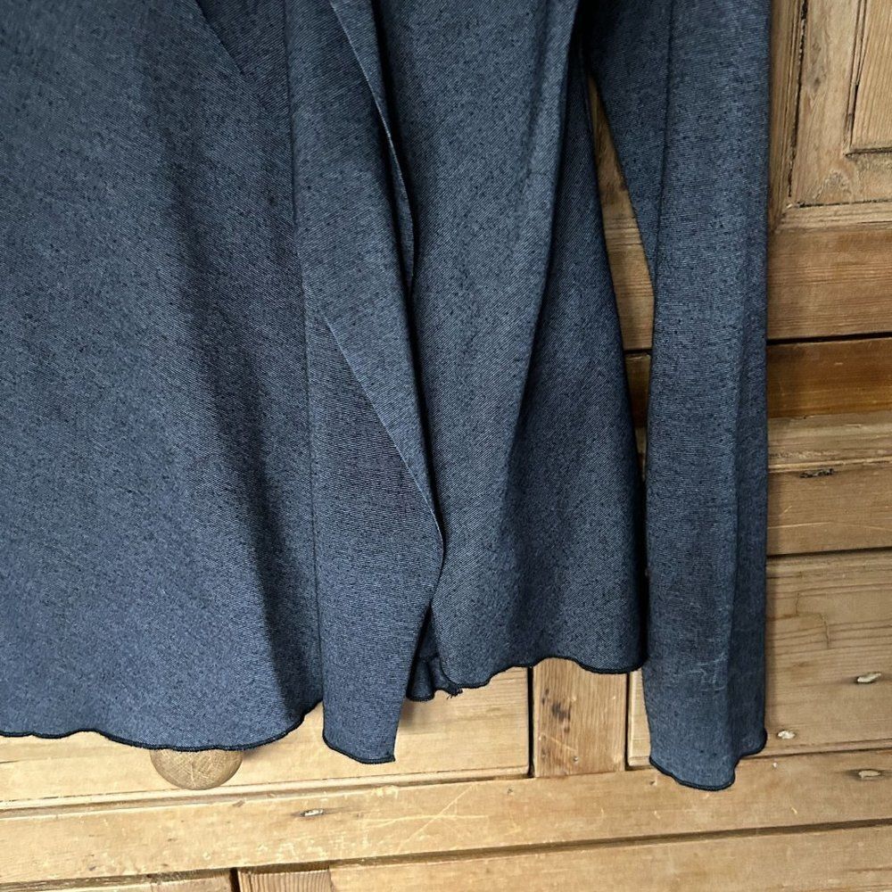 Basic Threads XS Long Sleeve Blouse Charcoal Gray Ruffle‎ Front - Picture 6 of 9